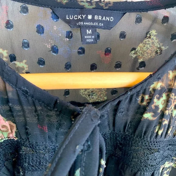 Lucky Brand Sheer Top With Tie Front - Picture 5 of 9